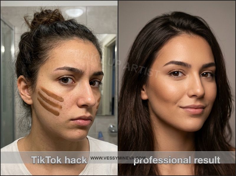 TikTok грим трик — baking техника за абитуриентски грим