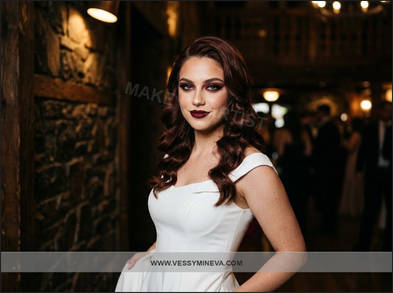 Bold prom makeup — dramatic lashes and sculpted skin