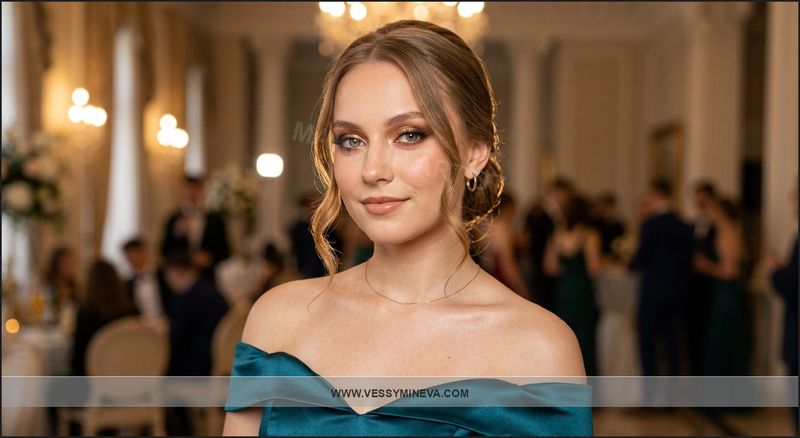 Glamorous prom makeup — elegant final result for a formal evening