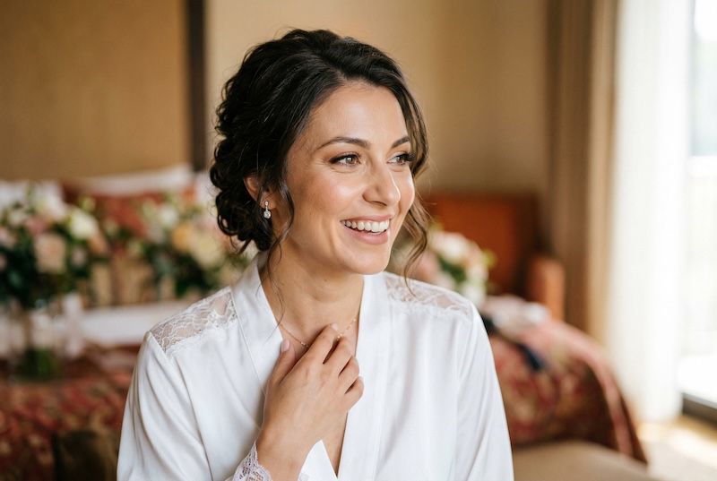 Close-up detail of bridal makeup – technique and precision