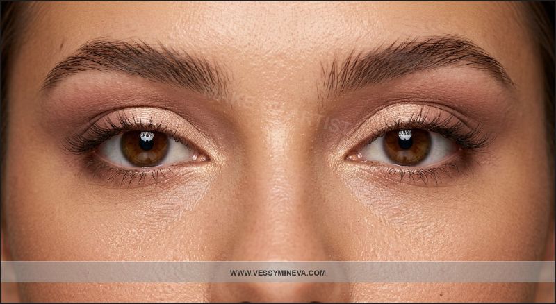 Soft prom makeup — delicate lashes and warm eyeshadow tones