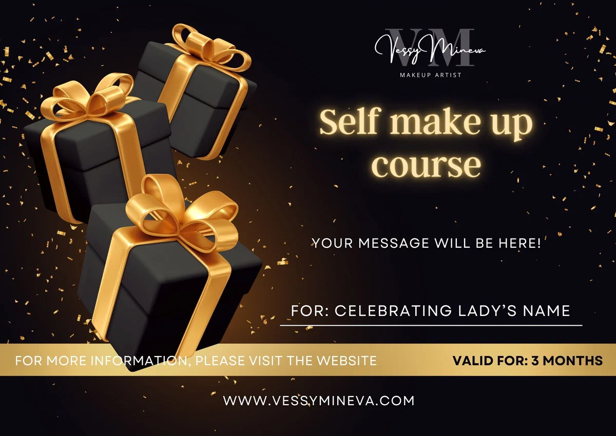 Gift voucher design — self-makeup course gift card