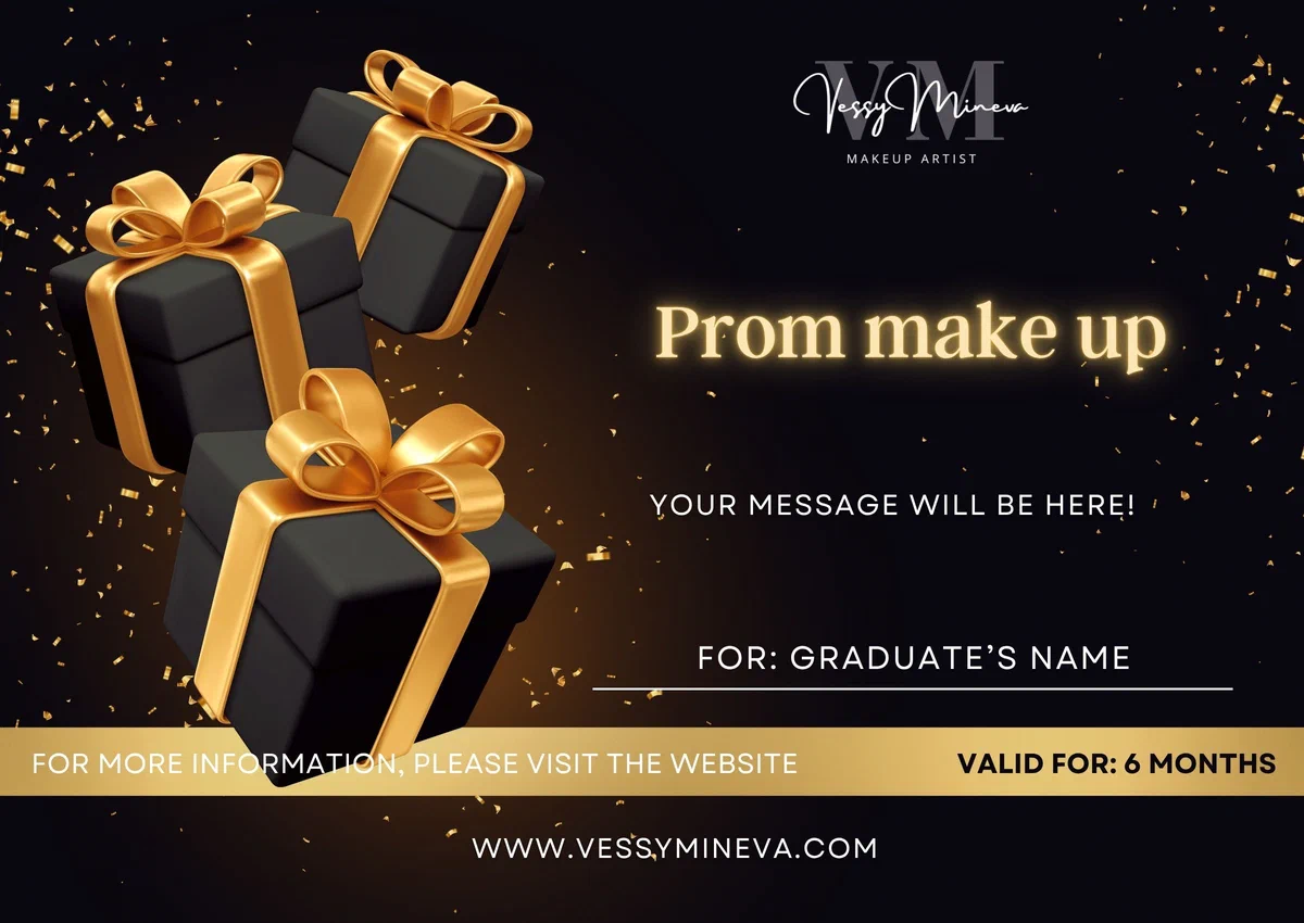 Gift voucher design — prom makeup gift card