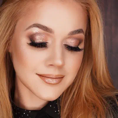 Сватбен грим — блестящ вечерен грим с акцент върху очите